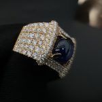 Nhẫn Nam Vàng Hồng 18K Sapphire & Diamond