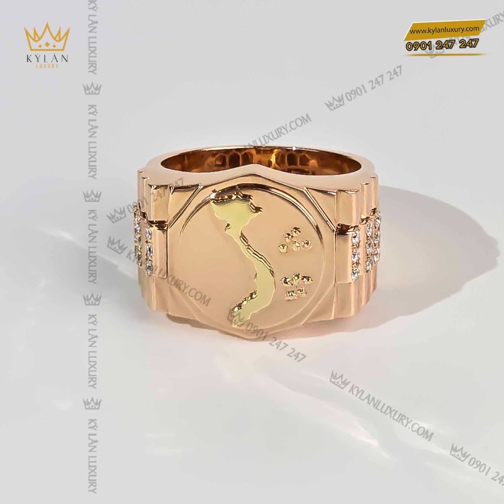 Kỳ Lân Luxury nhan ban do viet nam vang nguyen khoi au750 dinh kim cuong 9 1 Nhẫn bản đồ Việt Nam vàng nguyên khối Au750 đính kim cương