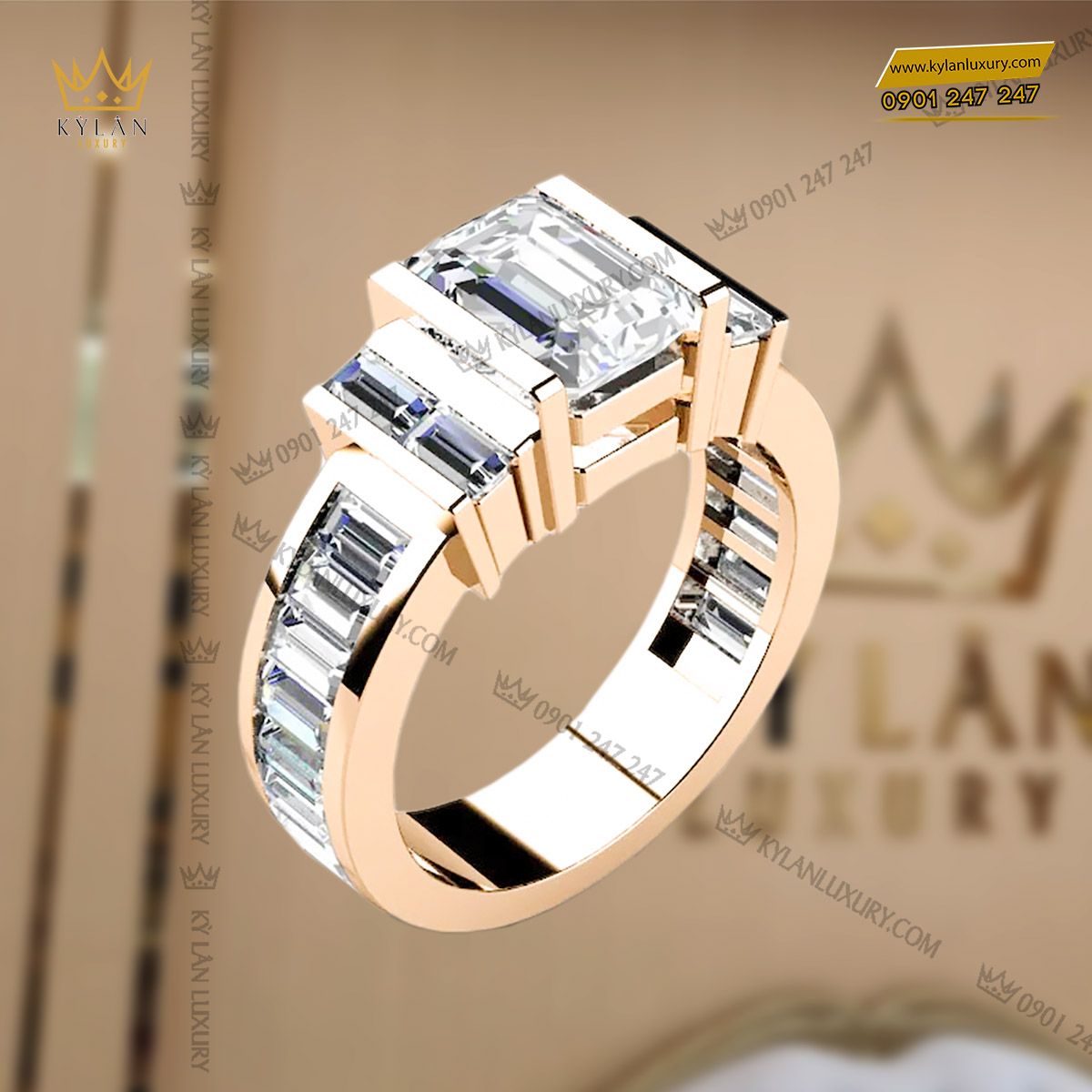 Kỳ Lân Luxury nhan decorum emerald diamond 2 Nhẫn decorum emerald diamond