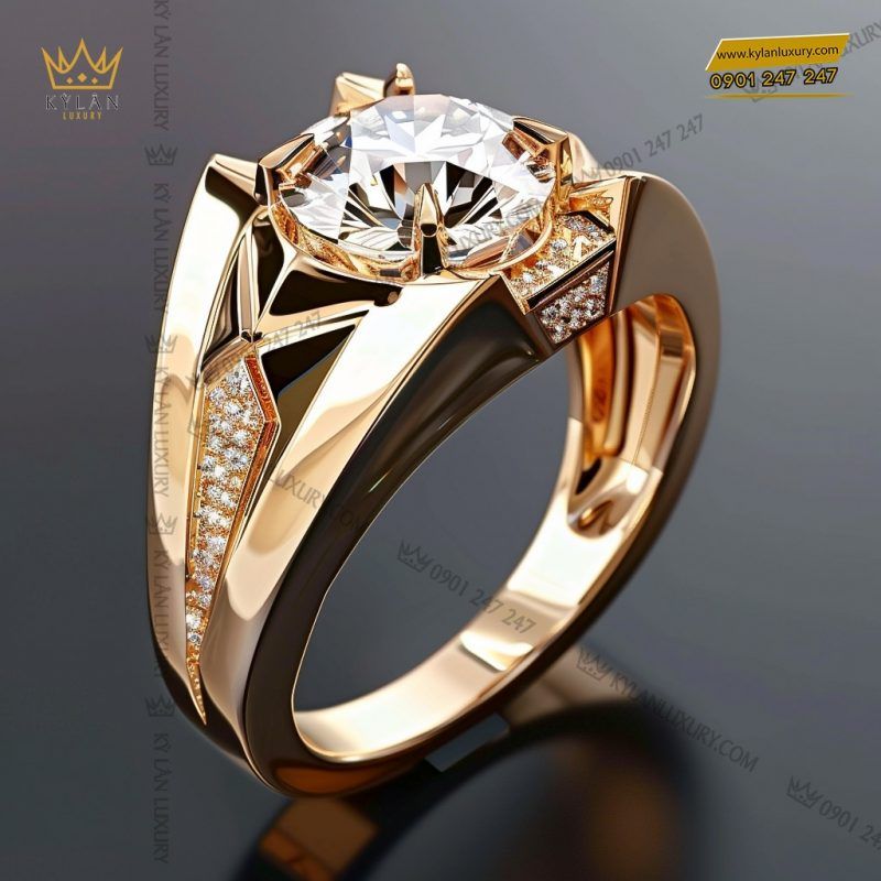 Kỳ Lân Luxury nhan nam celestial vang nguyen khoi au750 dinh kim cuong 1 1 Nhẫn nam Celestial vàng nguyên khối Au750 đính kim cương