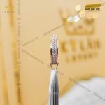 Nhẫn nữ vàng nguyên khối 18k Au750 đính 2 hàng kim cương