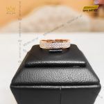 Nhẫn nữ vàng nguyên khối 18k Au750 đính 2 hàng kim cương