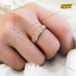 Nhẫn nữ vàng nguyên khối 18k Au750 đính 2 hàng kim cương