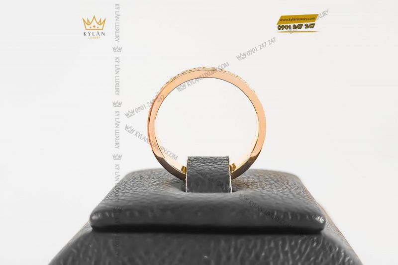 Nhẫn nữ vàng nguyên khối 18k Au750 đính 2 hàng kim cương