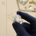 Kỳ Lân Luxury nhan nu xoay rolex vang trang 18k au750 dinh kim cuong 1 1 1 Nhẫn nữ Rolex xoay vàng trắng nguyên khối Au750 đính 3 hàng kim cương