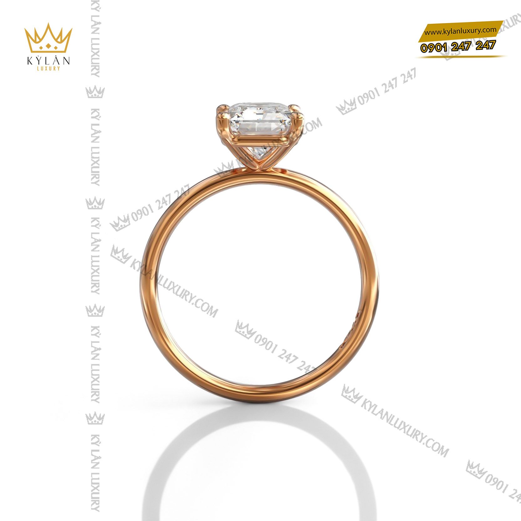 Kỳ Lân Luxury nhan vang nguyen khoi 18k dinh kim cuong emerald 3 Nhẫn vàng nguyên khối 18k đính kim cương emerald