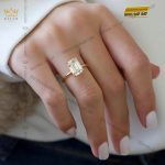 Nhẫn vàng nguyên khối 18k đính kim cương emerald