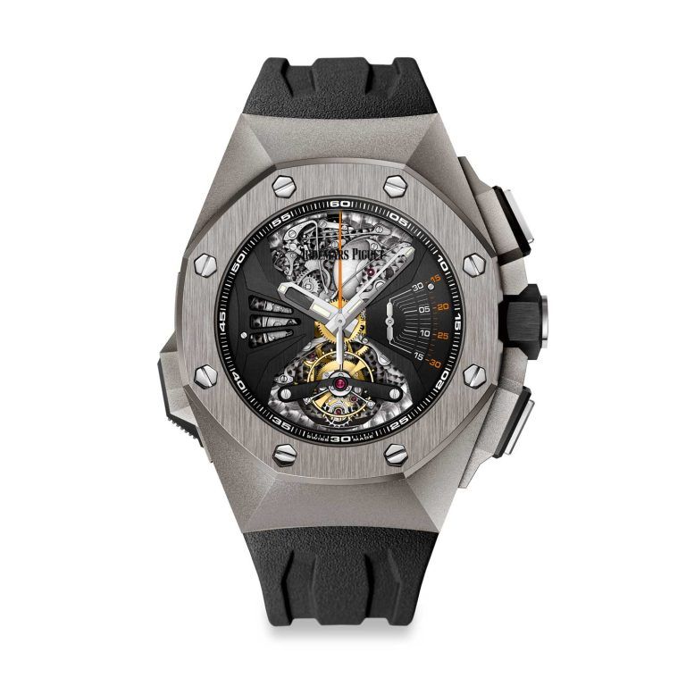 Kỳ Lân Luxury rd 1 la bo lap phut chong nuoc dau tien cua audemars piguet de tang am thanh cua chuong trong hop kin mot bo khuech dai nam o phia sau da duoc su dung Đồng hồ Royal Oak RD#3 Selfwinding Flying Tourbillon