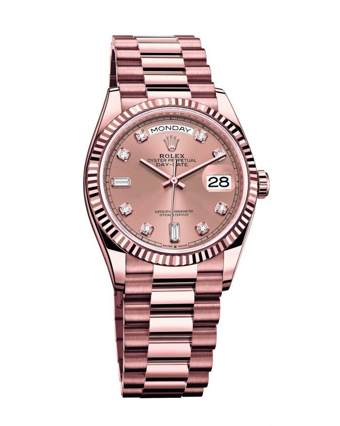 Kỳ Lân Luxury rolex day date 36 scaled e1619190601462 700x877 1 TOP các dòng đồng hồ nữ sử dụng chất liệu vàng cao cấp bậc nhất hiện nay