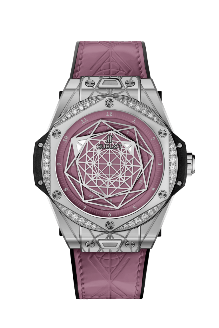 Kỳ Lân Luxury sa c ho ng kie u ky cu a hublot big bang one click sang bleu steel pink diamonds Sắc hồng kiêu kỳ của Hublot Big Bang One Click Sang Bleu Steel Pink Diamonds