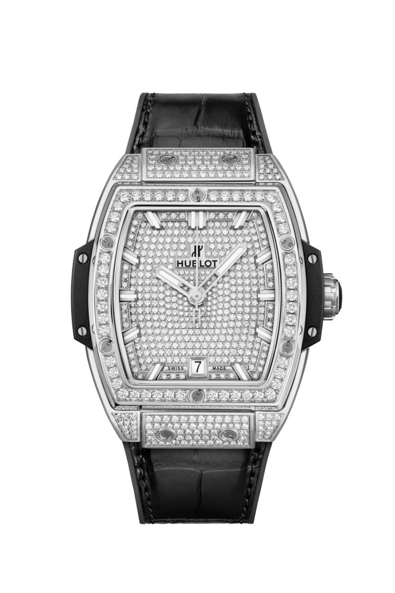 Kỳ Lân Luxury spirit of big bang titanium full pave 39 mm 665 nx 9010 lr 1604 soldier shot 2 HUBLOT SPIRIT OF BIG BANG TITANIUM FULL PAVÉ