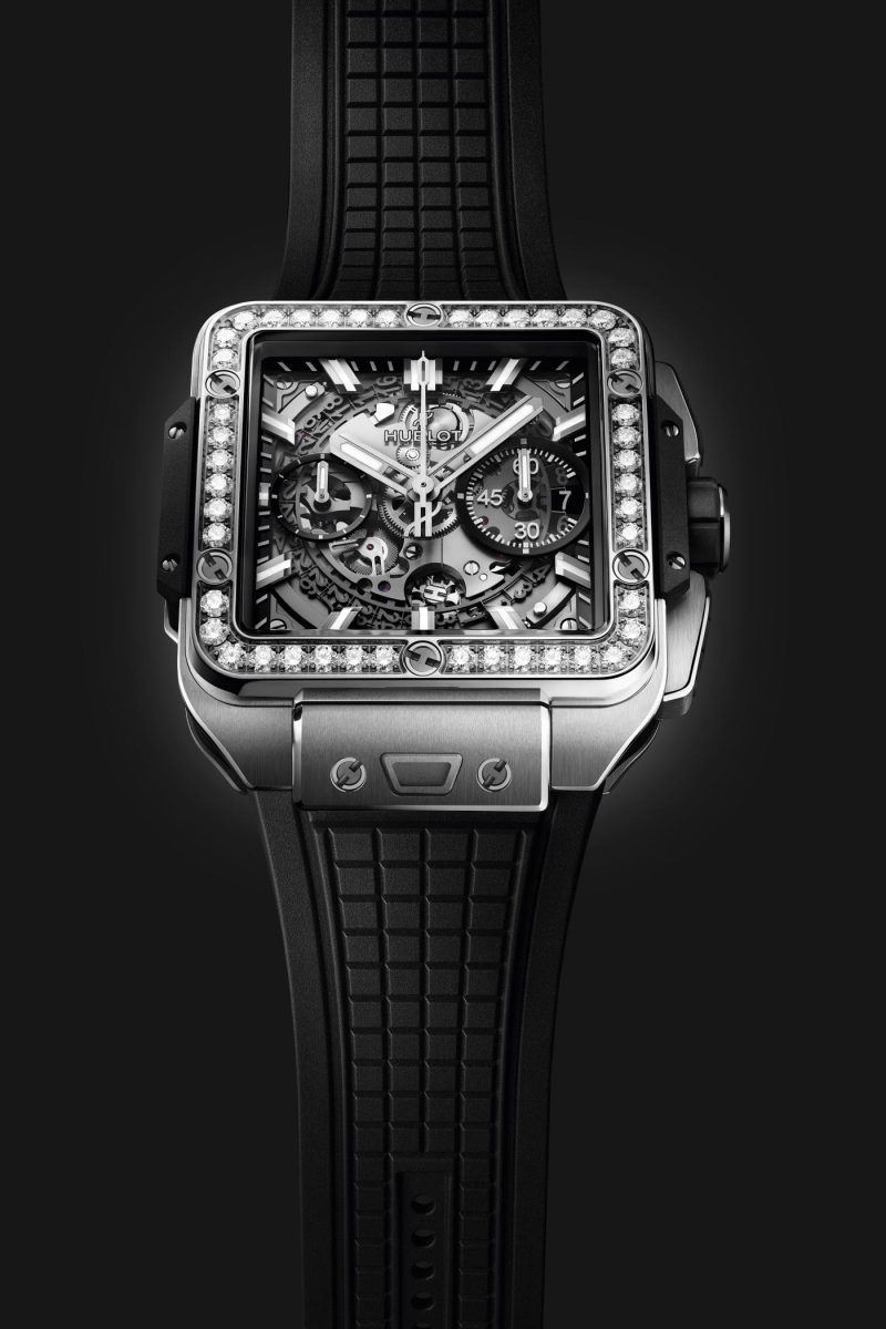 Kỳ Lân Luxury square bang unico titanium diamonds 42mm ad shot 1 1 Đồng hồ Hublot Square Bang Unico Titanium Diamonds 821.NX.0170.RX.1204