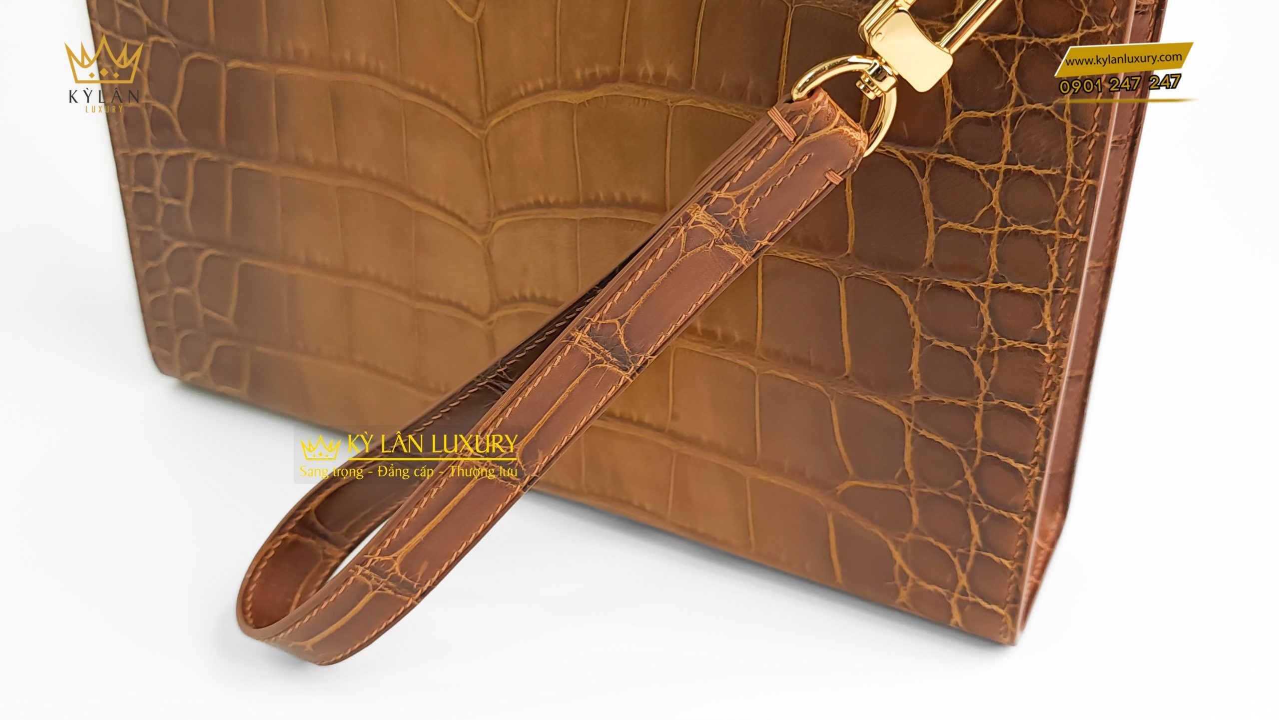 Kỳ Lân Luxury tu i cluch da ca alligator 12 1 scaled Túi clutch da cá alligator brown