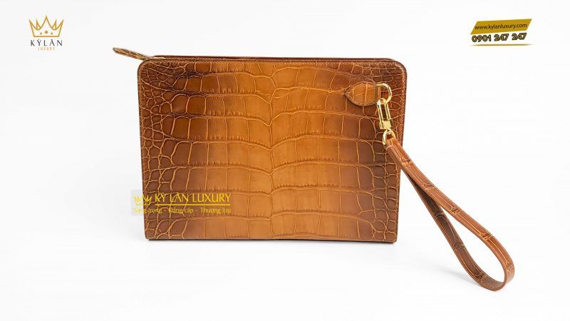 Kỳ Lân Luxury tu i cluch da ca alligator 15 1 scaled 1 Túi clutch da cá alligator brown