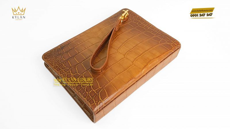 Kỳ Lân Luxury tu i cluch da ca alligator 9 1 scaled 1 Túi clutch da cá alligator brown