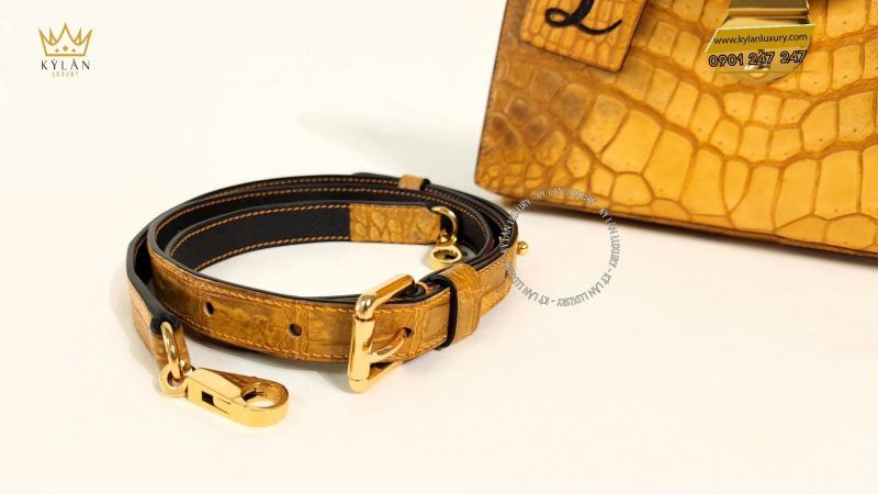 TÚI NỮ DA CÁ ALLIGATOR PHỐI DA EPSOM VÀNG ĐẤT