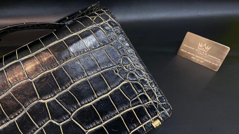 Túi Clutch Alligator Dark Green