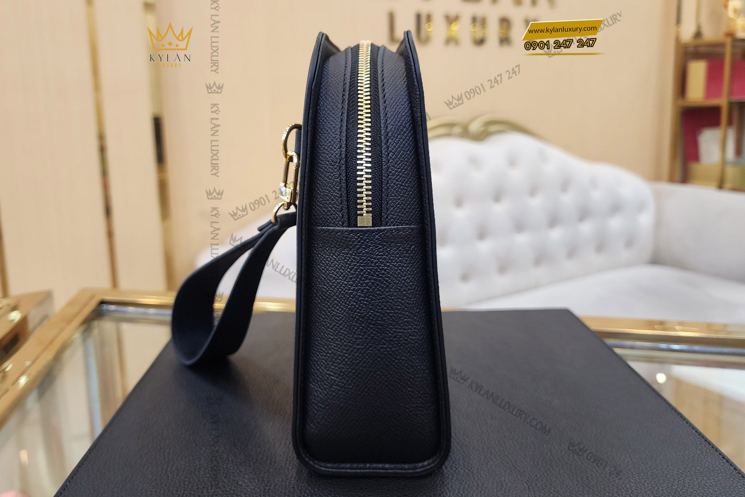 Kỳ Lân Luxury tui clutch cam tay chu k da epsom black 15 scaled Túi Clutch cầm tay chữ K da Epsom black