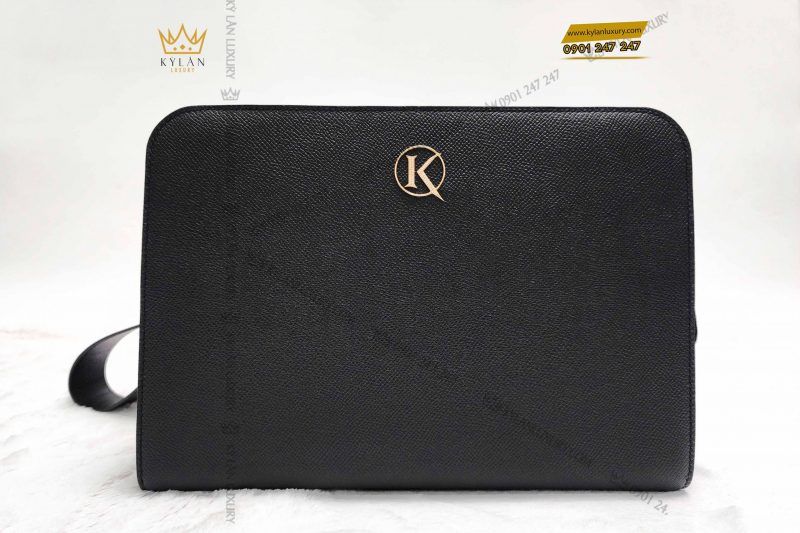 Kỳ Lân Luxury tui clutch cam tay chu k da epsom black 8 scaled 1 Túi Clutch cầm tay chữ K da Epsom black