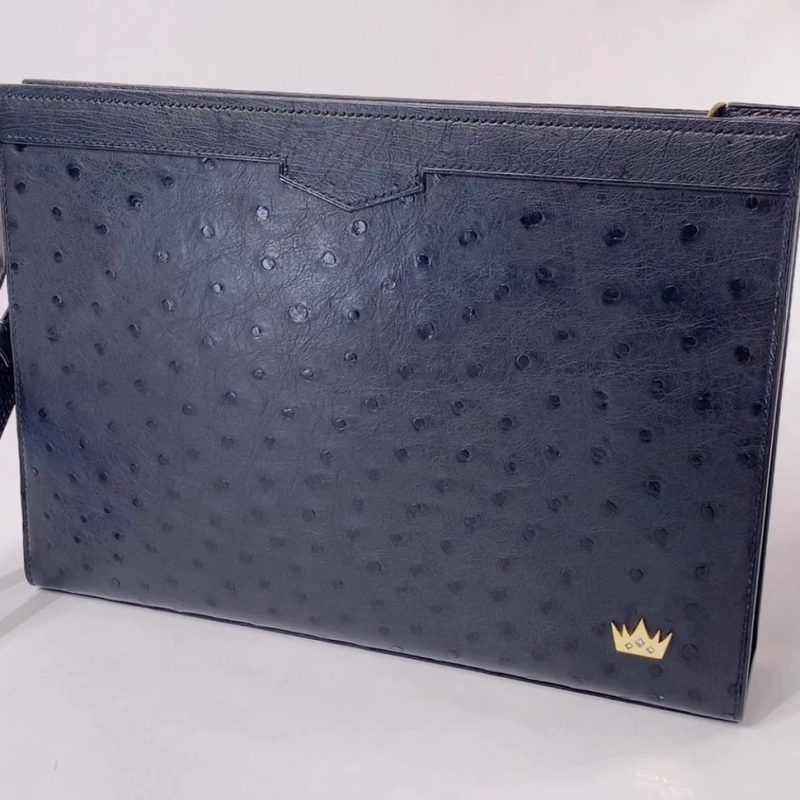 Kỳ Lân Luxury tui clutch da da dieu darkgray 3 2 Túi clutch da đà điểu dark gray