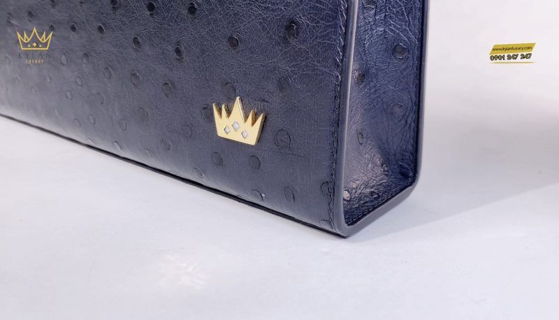 Kỳ Lân Luxury tui clutch da da dieu darkgray 8 1 Túi clutch da đà điểu dark gray