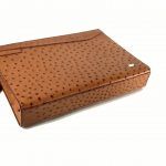 Túi clutch da đà điểu màu cam đất