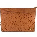 Túi clutch da đà điểu màu cam đất