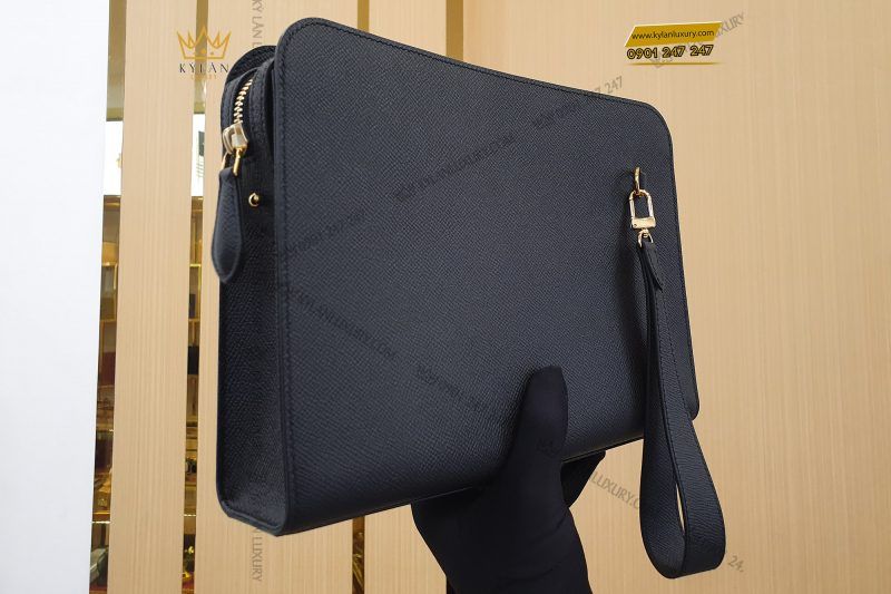 Túi Clutch da epsom logo LV