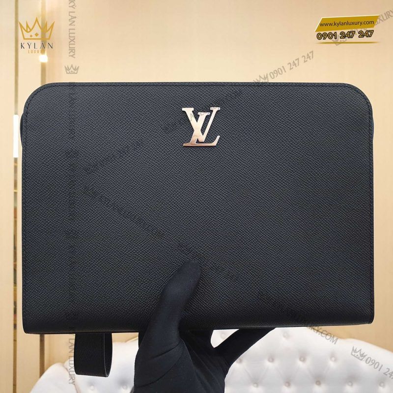 Túi Clutch da epsom logo LV