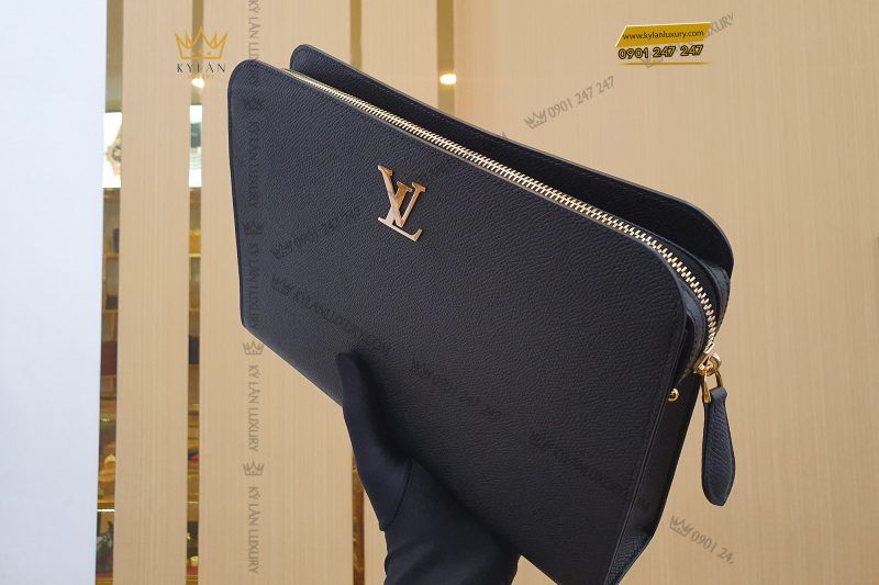 Túi Clutch da epsom logo LV