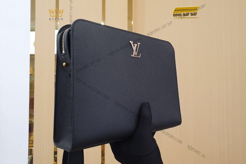 Túi Clutch da epsom logo LV