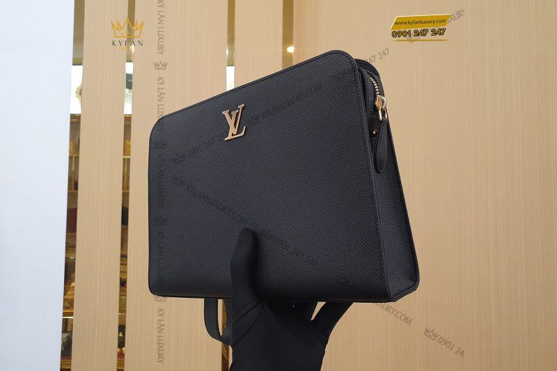 Túi Clutch da epsom logo LV