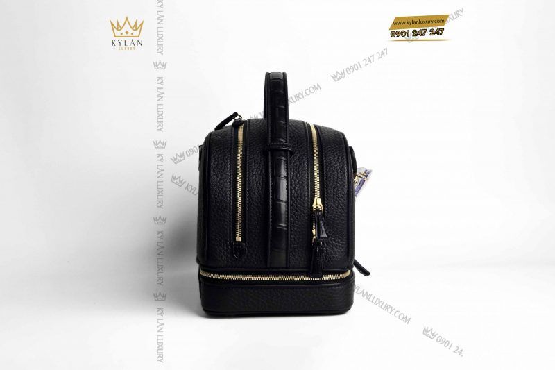 Túi Clutch KyLan da Togo mix da Alligator Black (bản gắn mắt kính)