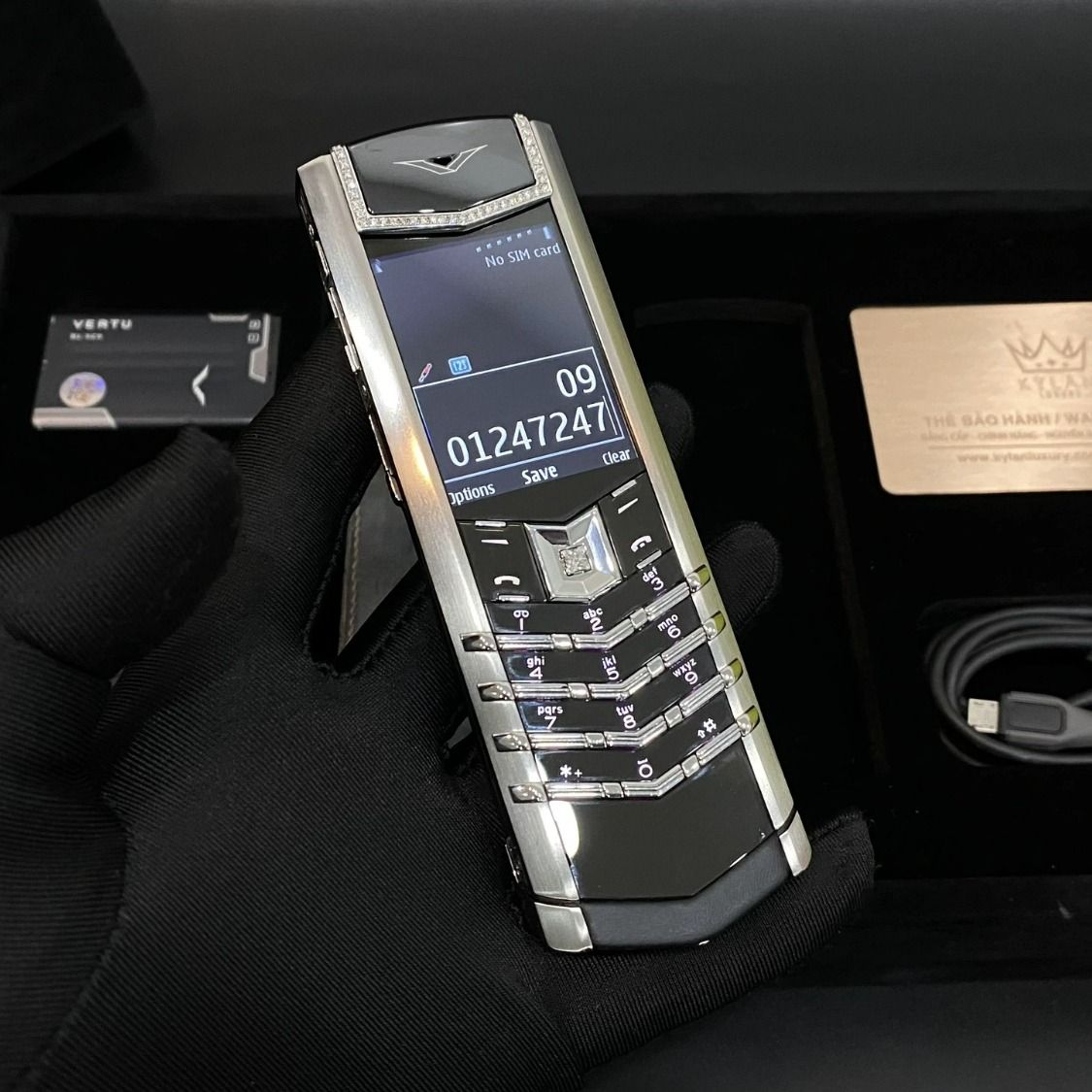 Kỳ Lân Luxury vertu signature s steel mix diamond 6 3 Vertu Signature S Steel Mix Diamond