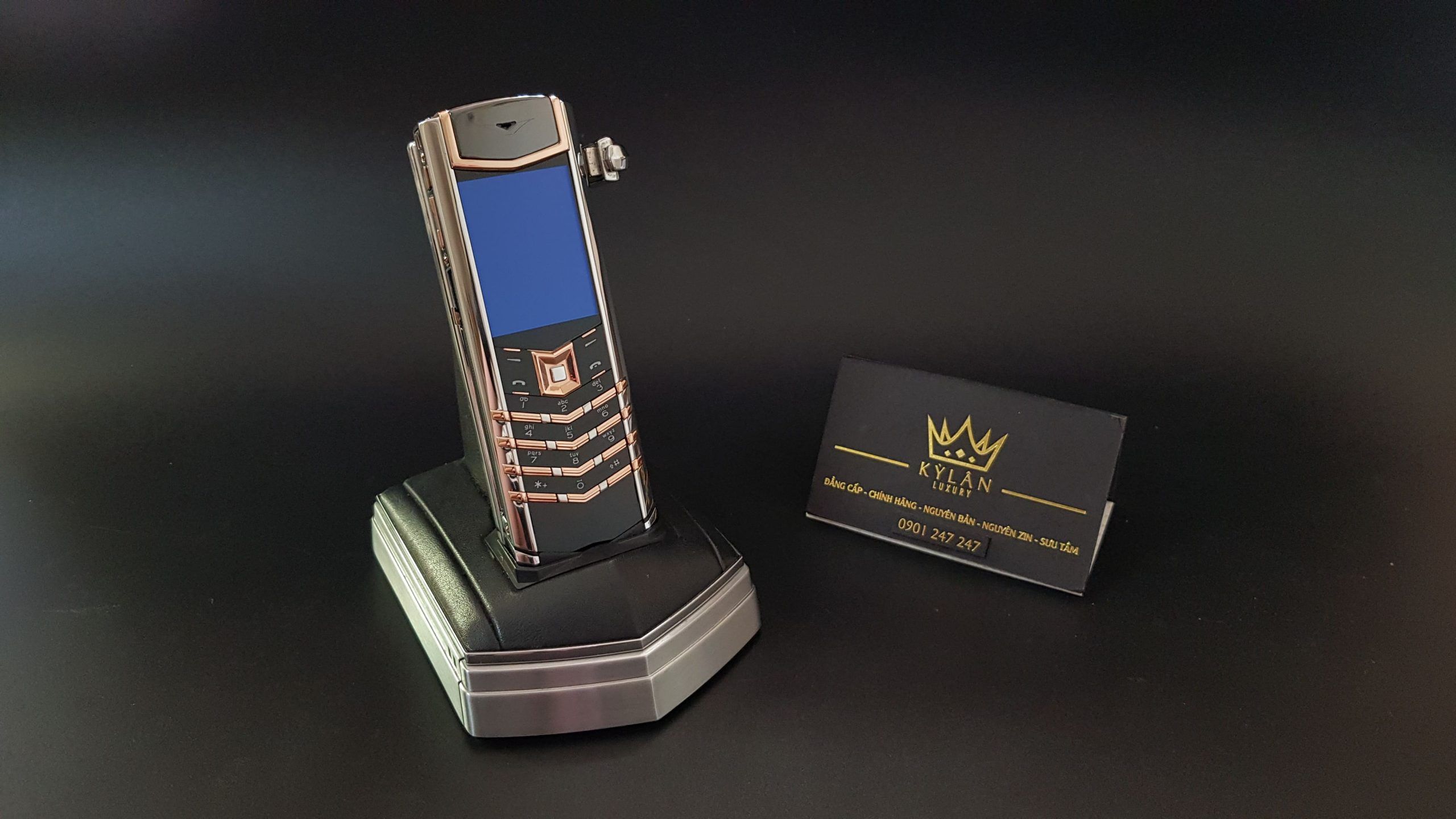 Kỳ Lân Luxury vertu signature s thep che tac diem ma vang 3 scaled Vertu Signature S thép điểm vàng hồng