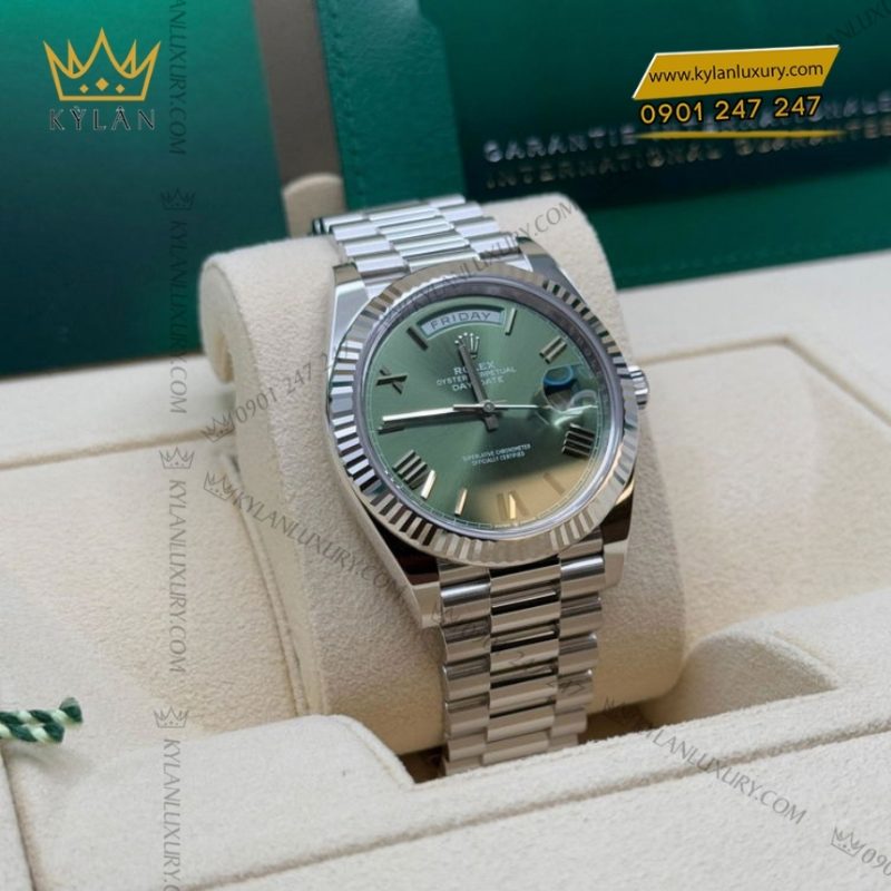 Đồng hồ Rolex Day Date 40 platinum xanh olive 228236-0008