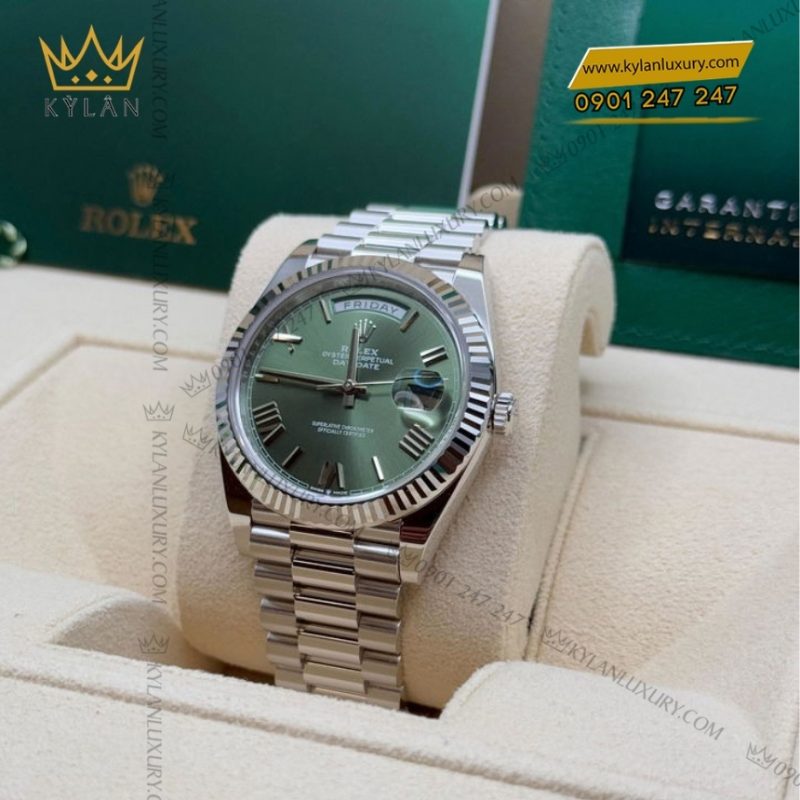 Đồng hồ Rolex Day Date 40 platinum xanh olive 228236-0008