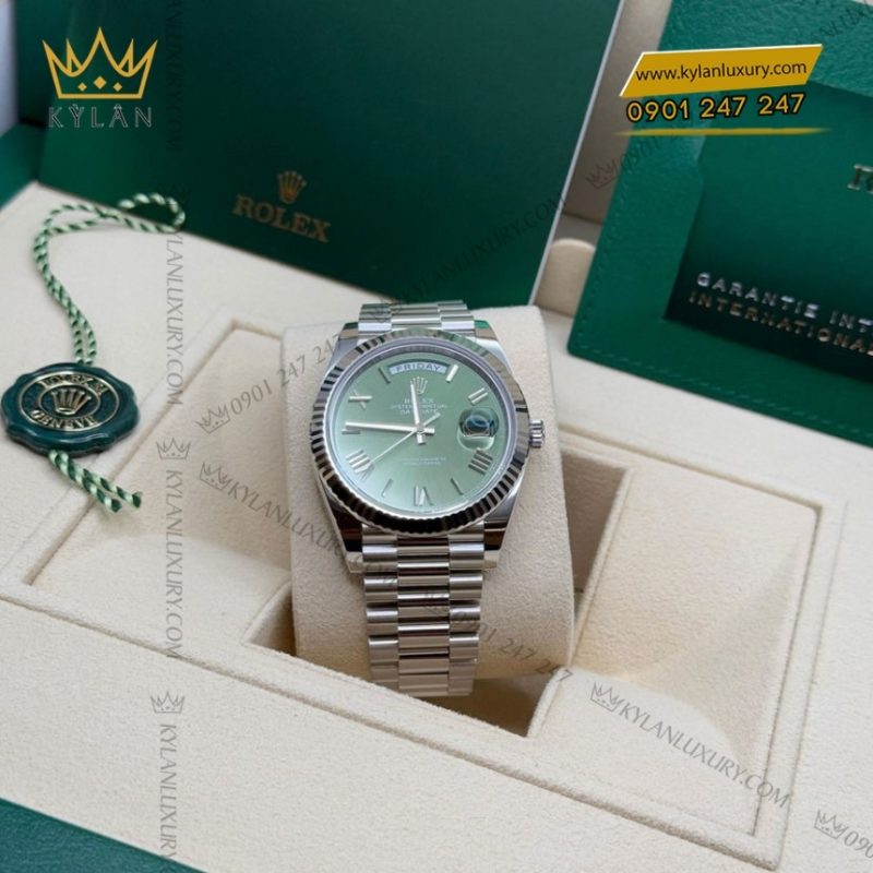 Đồng hồ Rolex Day Date 40 platinum xanh olive 228236-0008