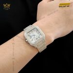 Kỳ Lân Luxury Cartier Santos De Cartier Medium Size Custom Diamond 10 Đồng hồ Cartier Santos De Cartier Medium Size Custom Diamond