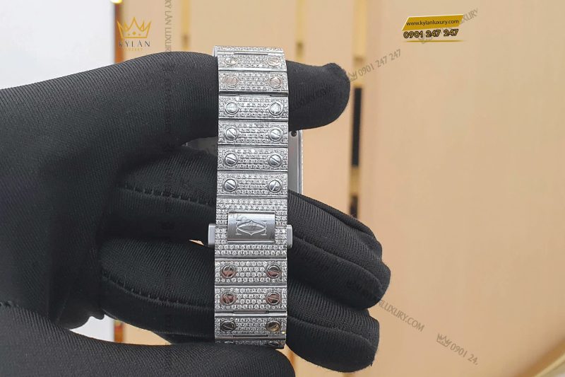 Kỳ Lân Luxury Cartier Santos De Cartier Medium Size Custom Diamond 11 Đồng hồ Cartier Santos De Cartier Medium Size Custom Diamond