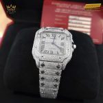 Kỳ Lân Luxury Cartier Santos De Cartier Medium Size Custom Diamond 13 Đồng hồ Cartier Santos De Cartier Medium Size Custom Diamond