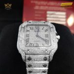 Kỳ Lân Luxury Cartier Santos De Cartier Medium Size Custom Diamond 17 Đồng hồ Cartier Santos De Cartier Medium Size Custom Diamond