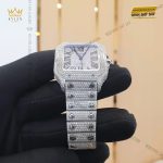 Kỳ Lân Luxury Cartier Santos De Cartier Medium Size Custom Diamond 3 Đồng hồ Cartier Santos De Cartier Medium Size Custom Diamond