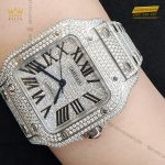 Kỳ Lân Luxury Cartier Santos De Cartier Medium Size Custom Diamond 5 Đồng hồ Cartier Santos De Cartier Medium Size Custom Diamond