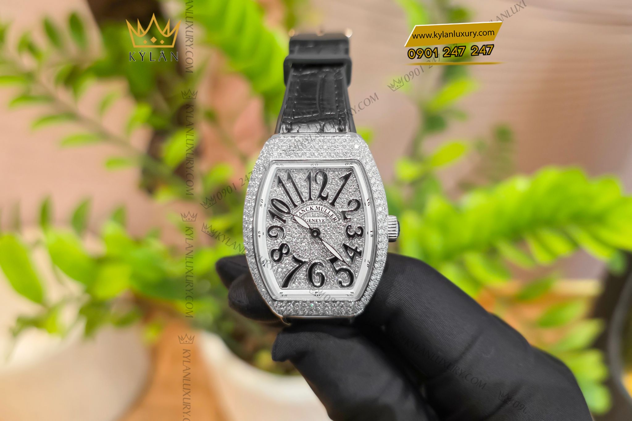 Kỳ Lân Luxury Dong ho Franck Muller Vanguard V32 Black Full Diamonds 13 Đồng hồ nữ Franck Muller Vanguard V32 Black Full Diamonds