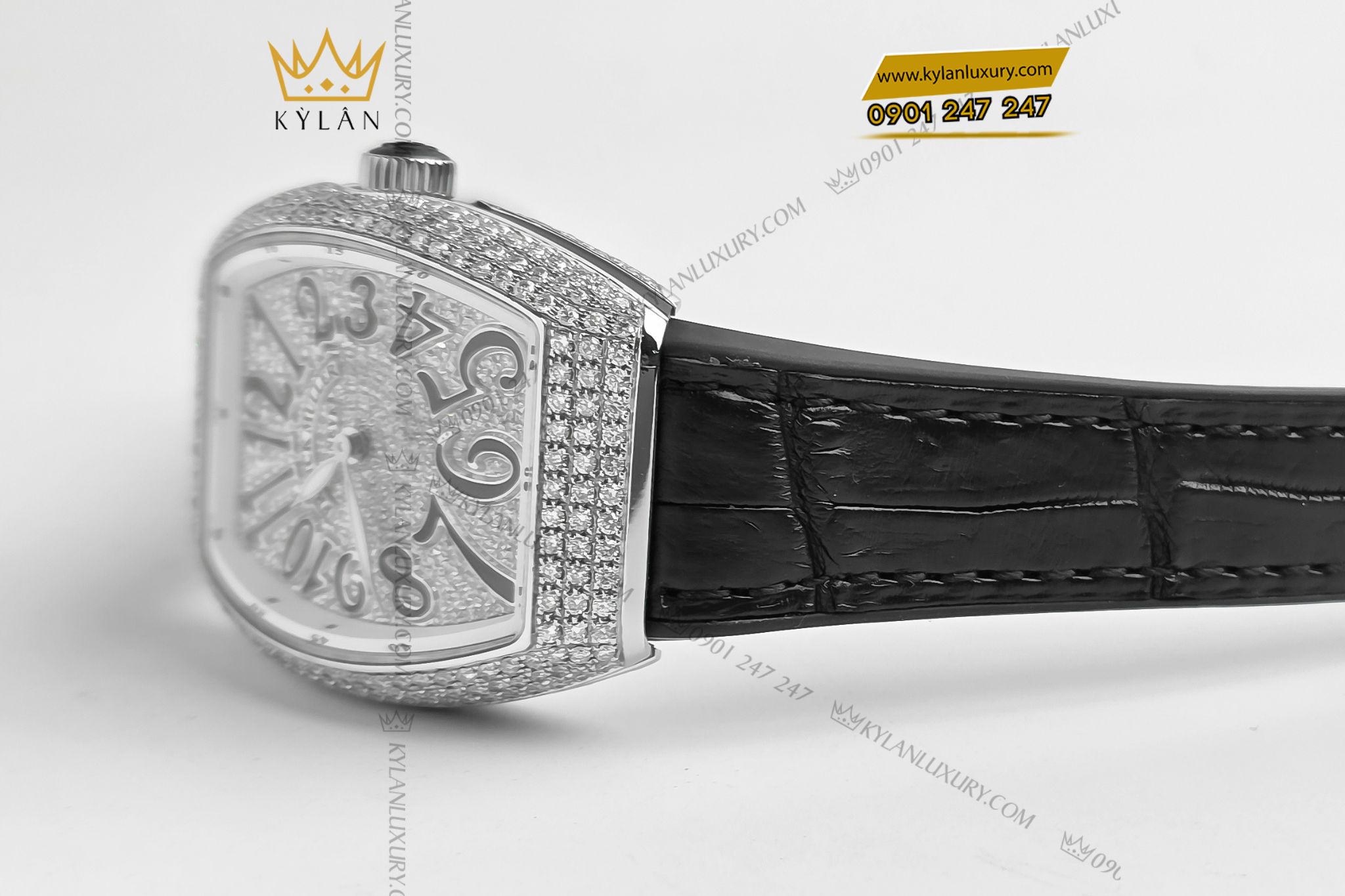 Kỳ Lân Luxury Dong ho Franck Muller Vanguard V32 Black Full Diamonds 2 Đồng hồ Franck Muller Vanguard V32 Black Full Diamonds