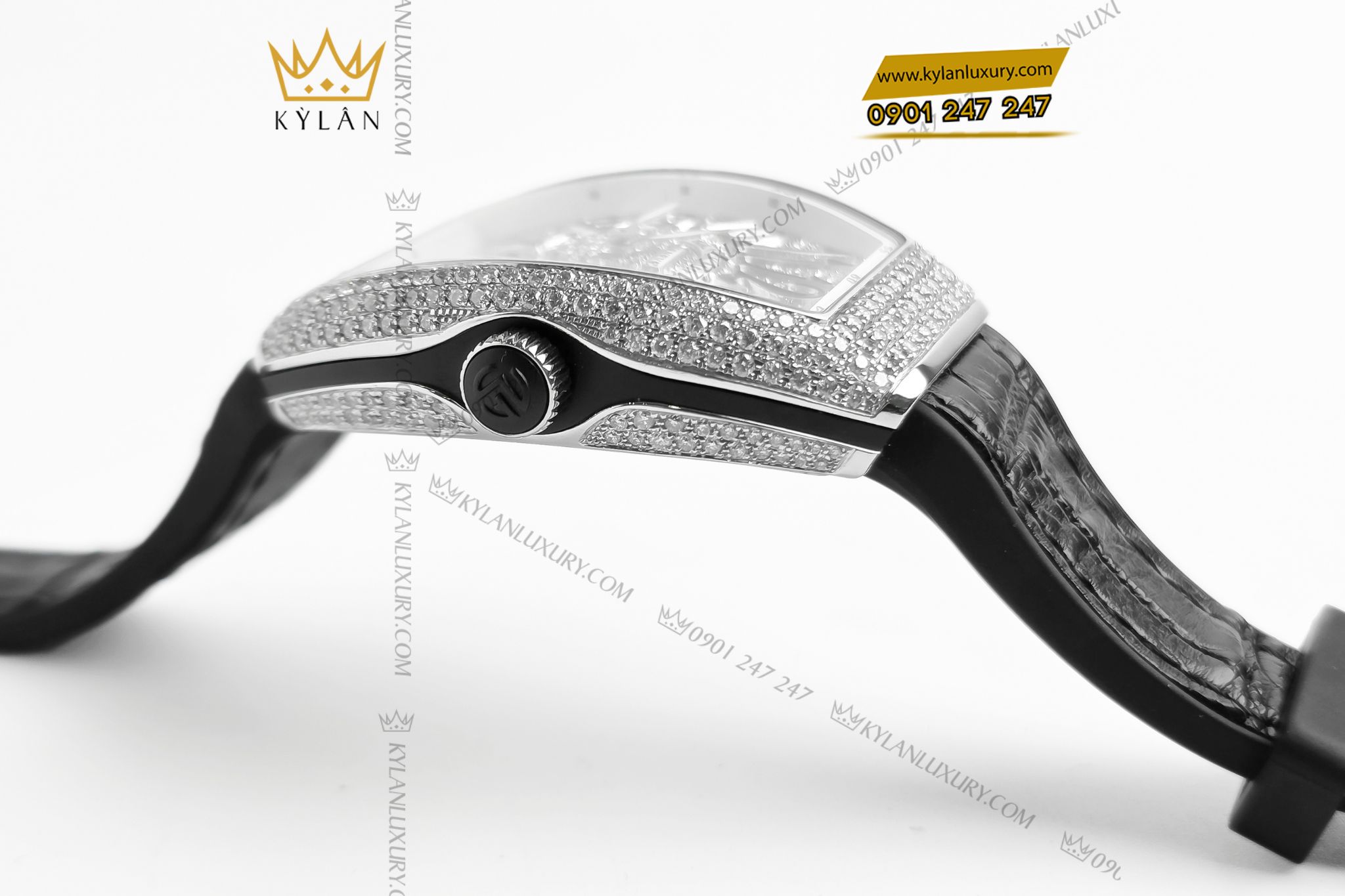 Kỳ Lân Luxury Dong ho Franck Muller Vanguard V32 Black Full Diamonds 9 Đồng hồ nữ Franck Muller Vanguard V32 Black Full Diamonds