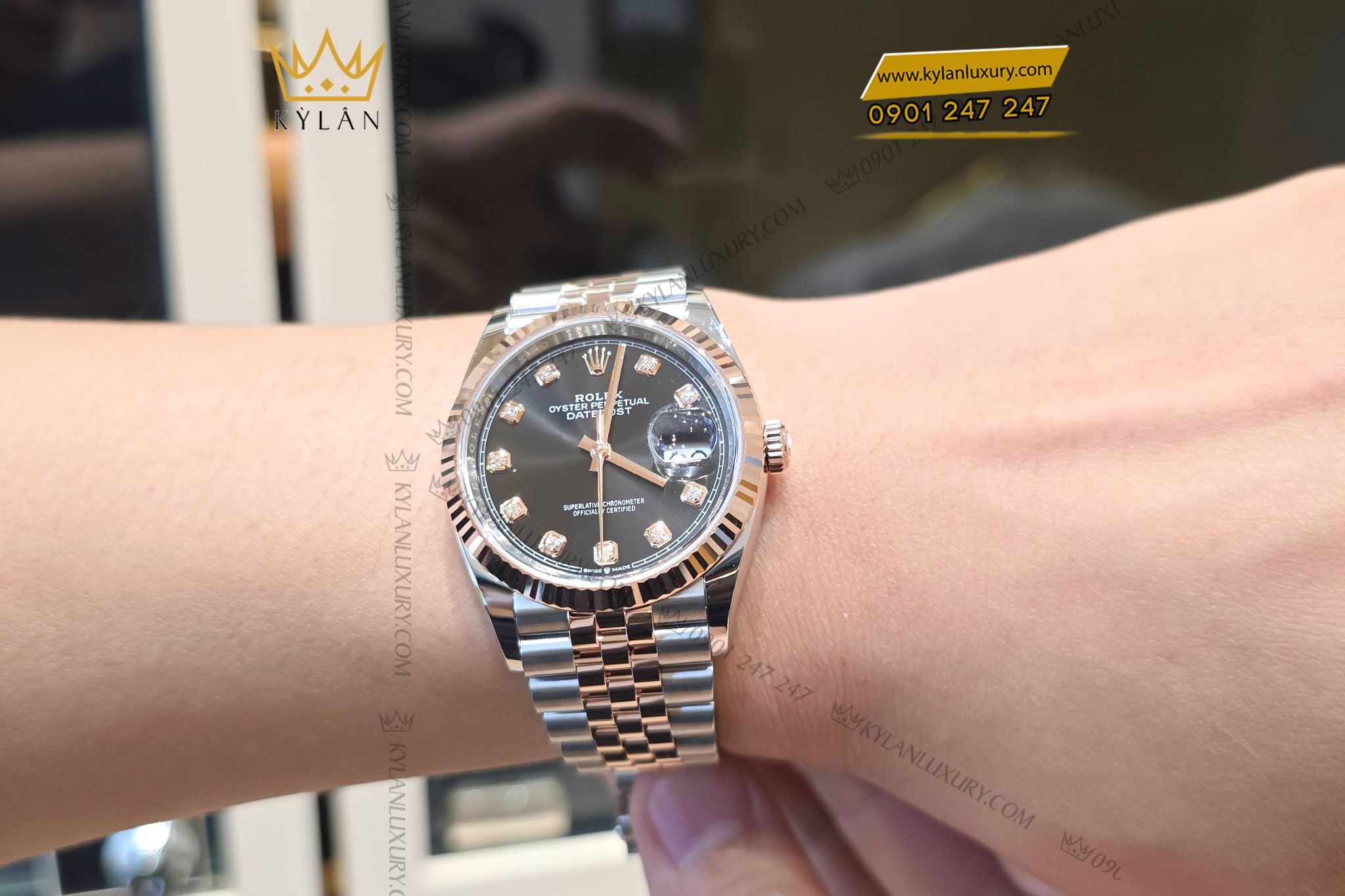 Kỳ Lân Luxury Dong ho Rolex Datejust 36 126231 0019 mat so den 13 Đồng hồ Rolex Datejust 126231-0019 Black Dial