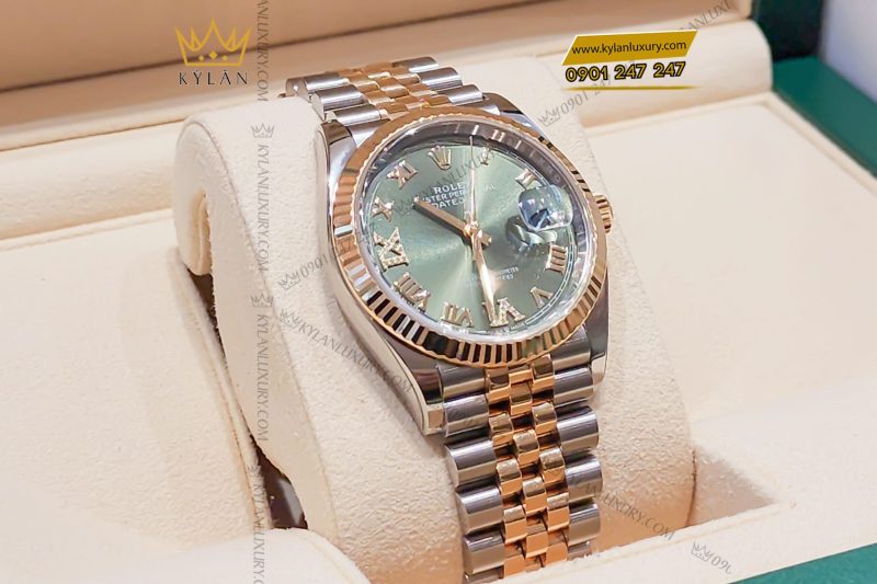 Đồng hồ Rolex Datejust 36 126233-0025 vàng vàng, mặt số xanh Olive
