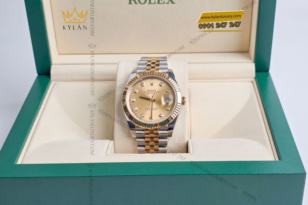 Kỳ Lân Luxury Dong ho Rolex Datejust 41 126333 mat Champagne nam kim cuong 17 Đồng hồ Rolex Datejust 41 126333 mặt Champagne nạm kim cương